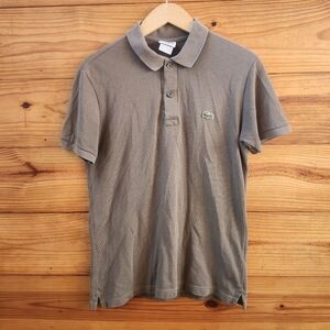 Lacoste Women's Slim Fit Taupe/olive Polo Shirt 4